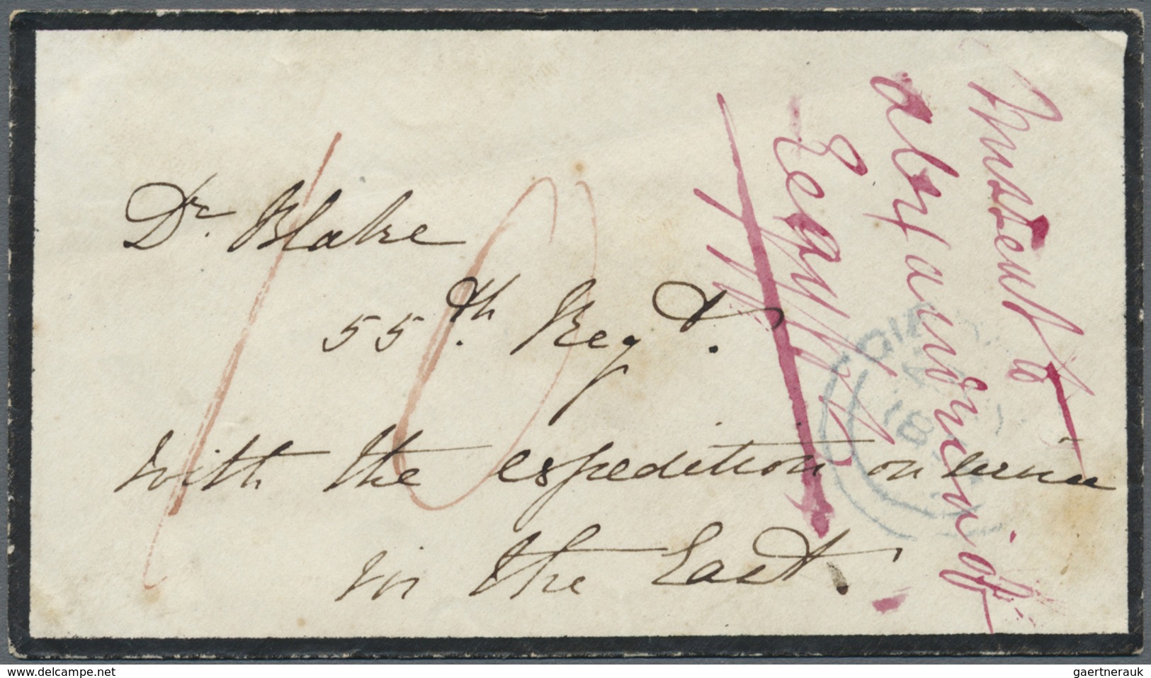 Br Ägypten: 1854, Folded Mourning Envelope From "GIBRALTAR 23/MAY/1854" Addressed To The "army In The E - 1915-1921 Brits Protectoraat