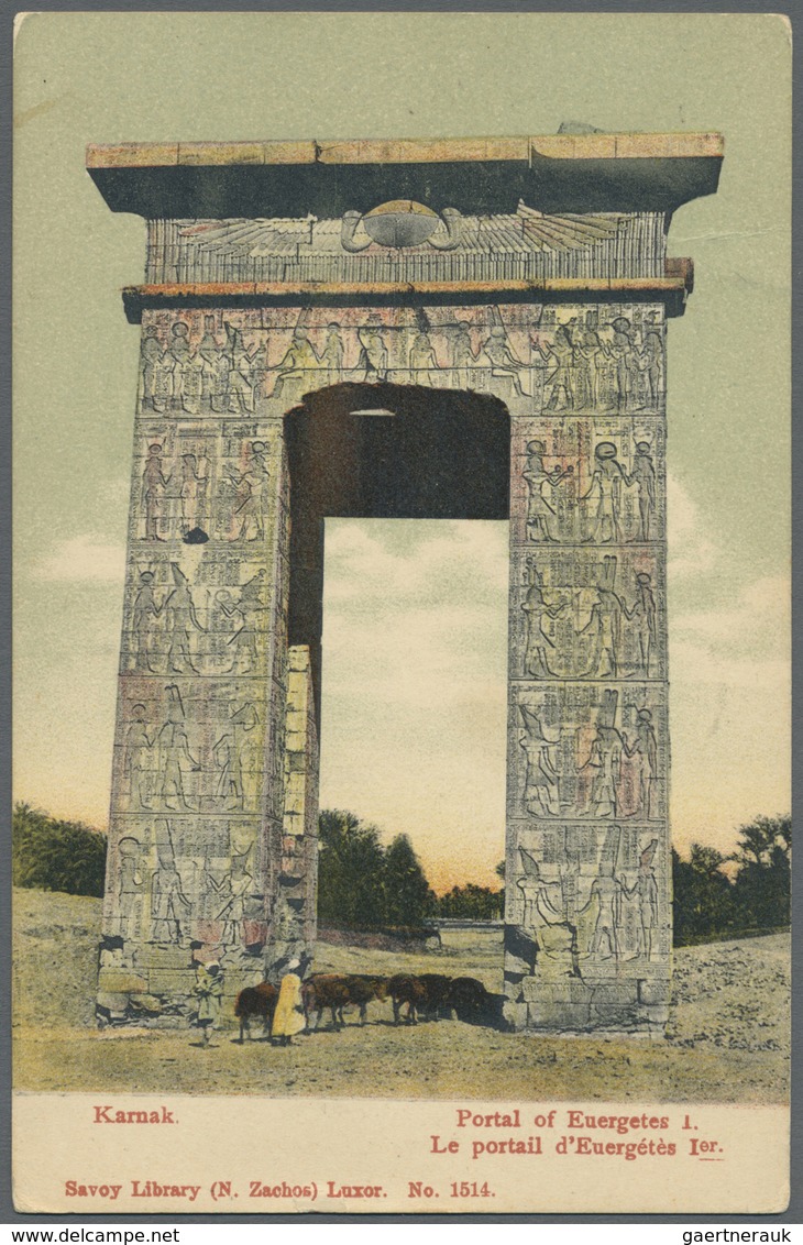 Br Ägypten: 1900-1914: Group of five picture postcards sent to the U.S.A., with lovely scenes and views