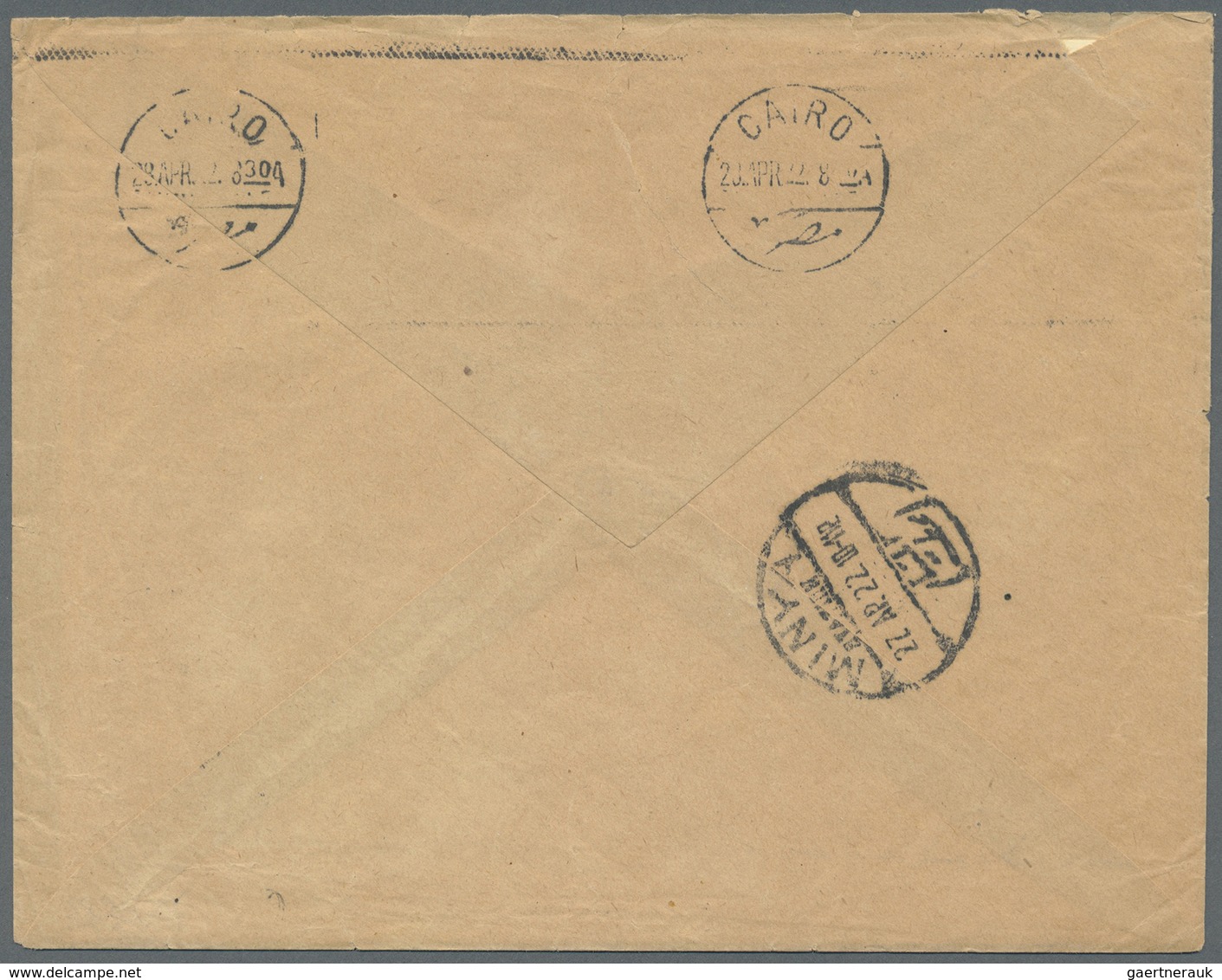 Br Ägypten: 1922, Cover From MANSAFÎS (a Very Remote Village In Upper Egypt) To Cairo Franked With 1921 - 1915-1921 Protectorat Britannique