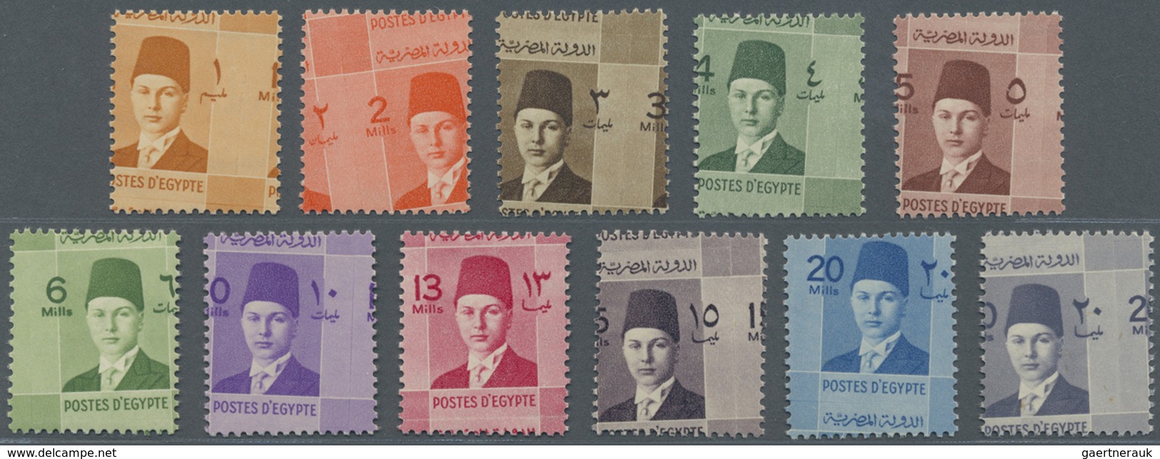 Ägypten: 1937-44: King Farouk Complete Set Of 11 All ROYAL MISPERFORATED, Mint Never Hinged, Fresh A - 1915-1921 Brits Protectoraat