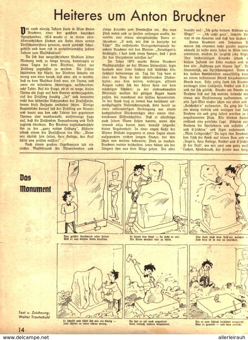Das Monument / Cartoon,entnommen Aus Zeitschrift /1937 - Bücherpakete