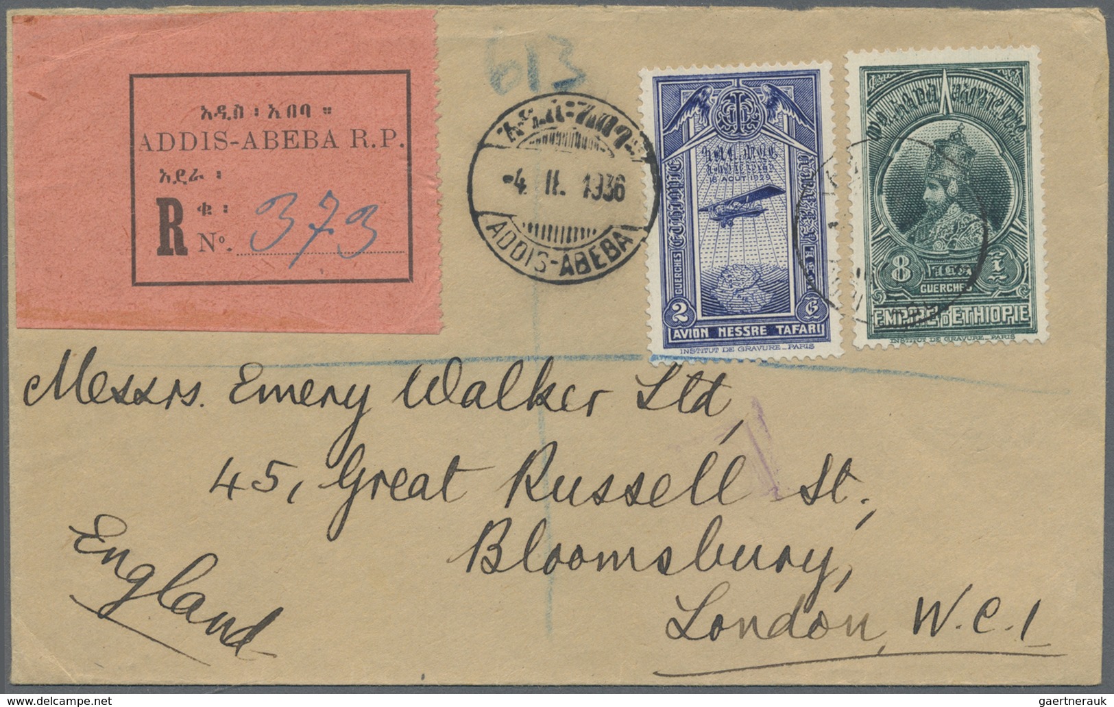 Br Äthiopien: 1936, Registered Letter From ADDIS-ABEBA To London. - Ethiopie