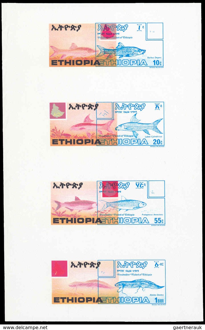 ** Äthiopien: 1985, FRESHWATER FISHES - 1 Item; Collective Single Die Proof For The Set In A Vertical S - Ethiopie