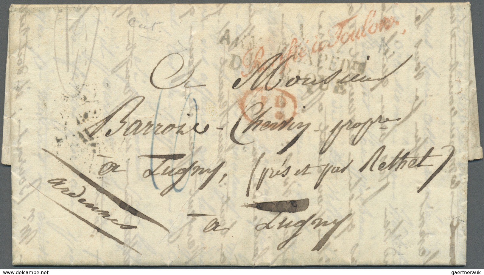 Br Algerien: 1834, Folded Letter Written In ALGIER Sent With Double Line Mark "ARMEE EXPED. DE Re D 'AF - Autres & Non Classés