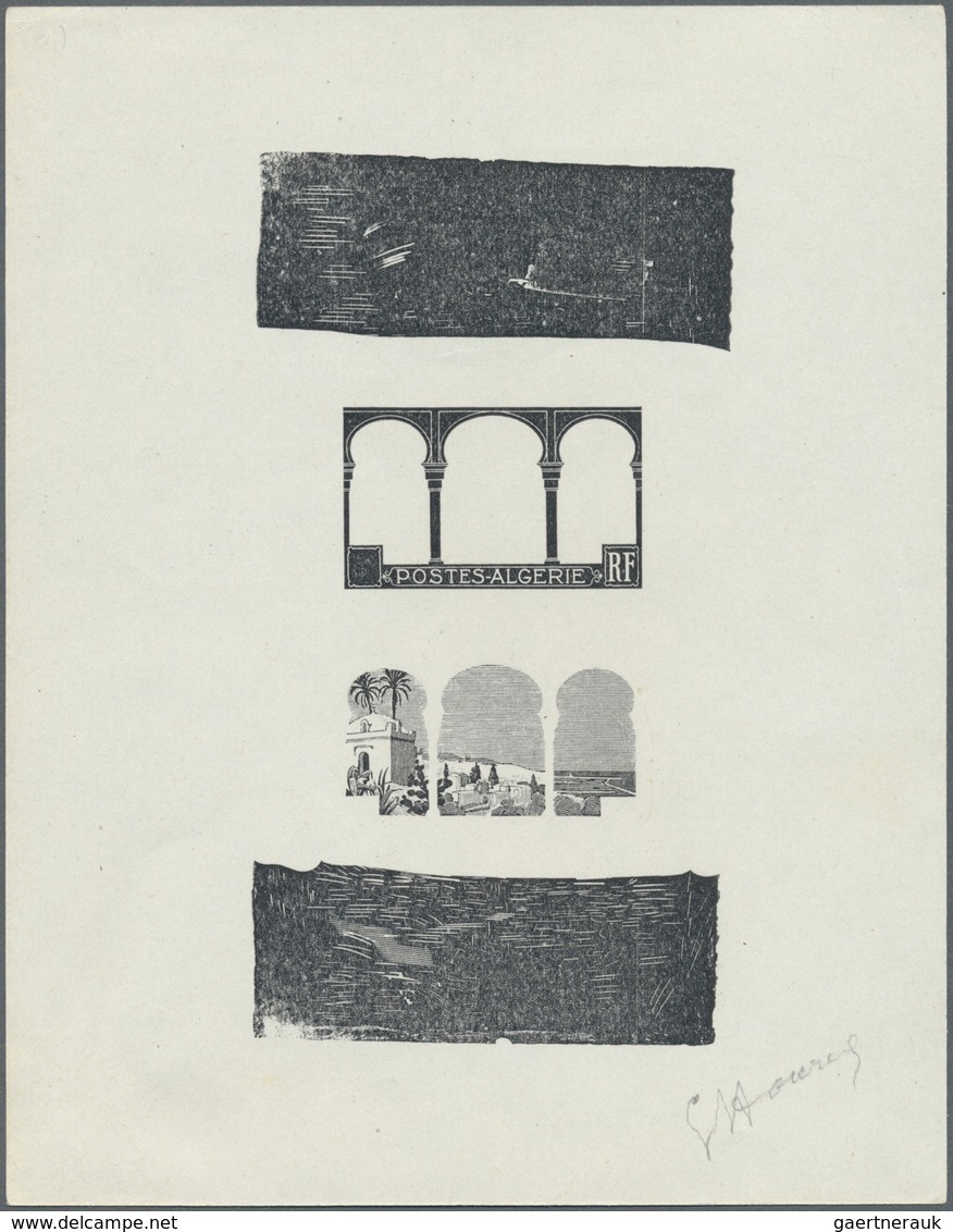 (*) Algerien: 1926, Definitives "Views", Design "Mustapha Superieur", Compound Stage Proof Sheet In Blac - Autres & Non Classés