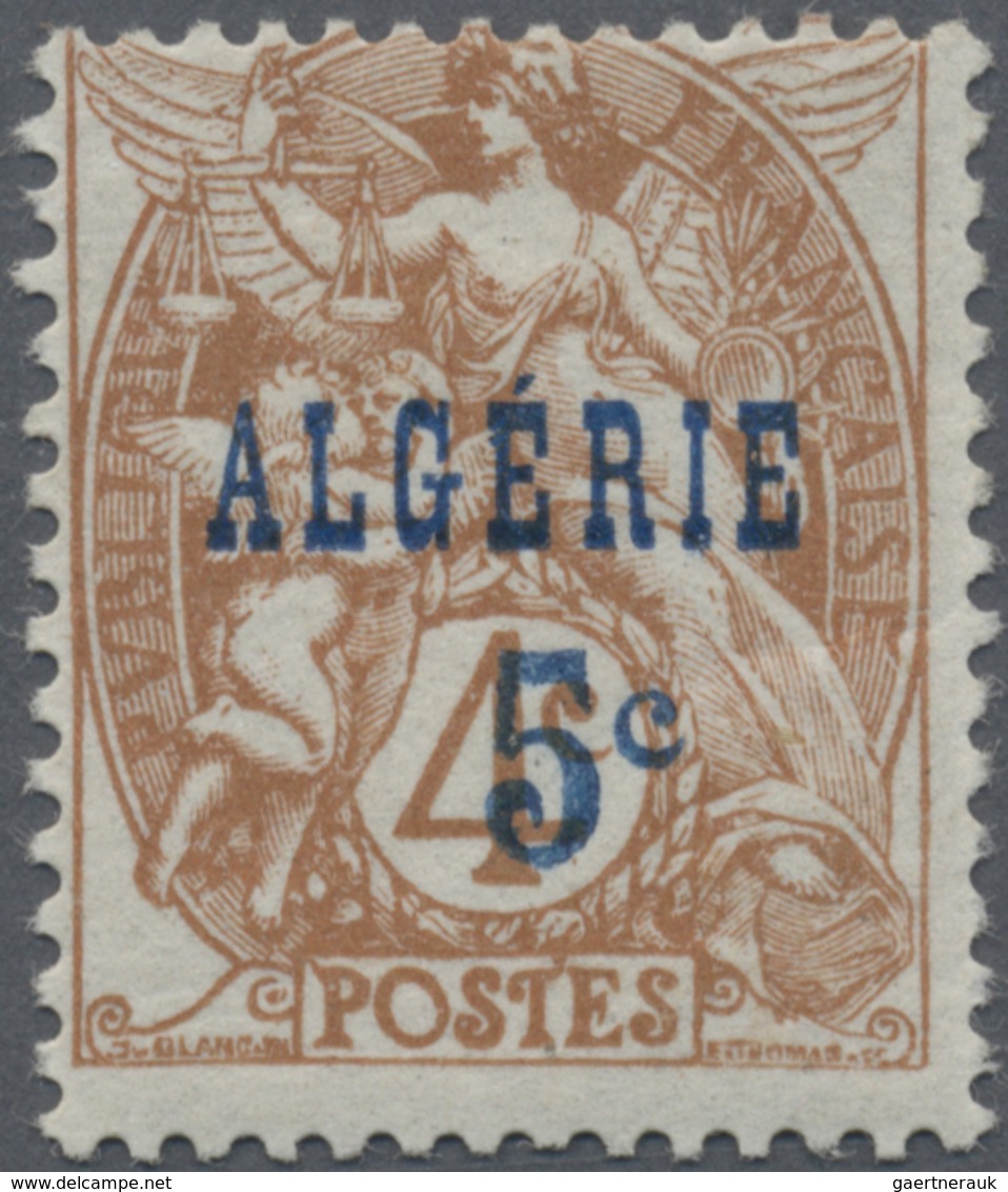 * Algerien: 1927, 5c. On 3c. Brown With BLUE Overprint, Mint O.g., Signed Brun, Certificate Roumet. ÷ - Andere & Zonder Classificatie