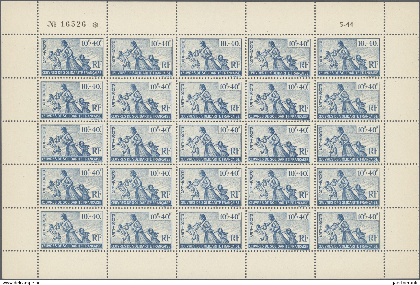 ** Algerien - Nationales Befreiungskomitee Algier: 1944, Charity, Two Issues As Sheet Of 25 Stamps With - Other & Unclassified