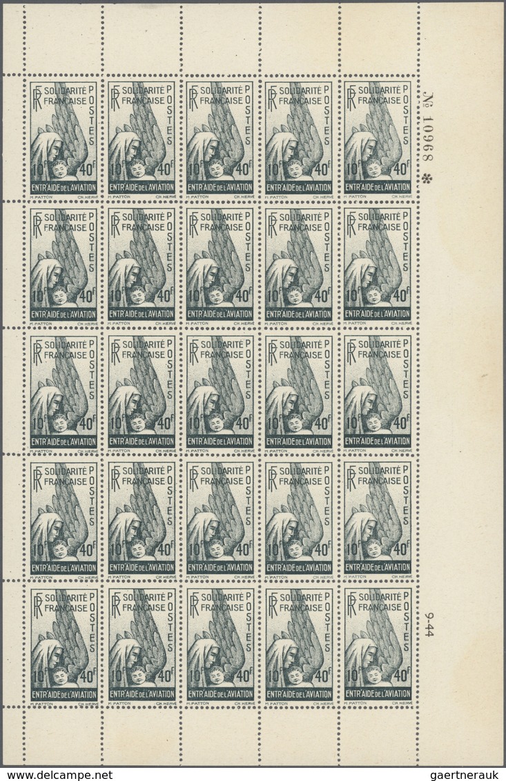 ** Algerien - Nationales Befreiungskomitee Algier: 1944, Charity, Two Issues As Sheet Of 25 Stamps With - Other & Unclassified