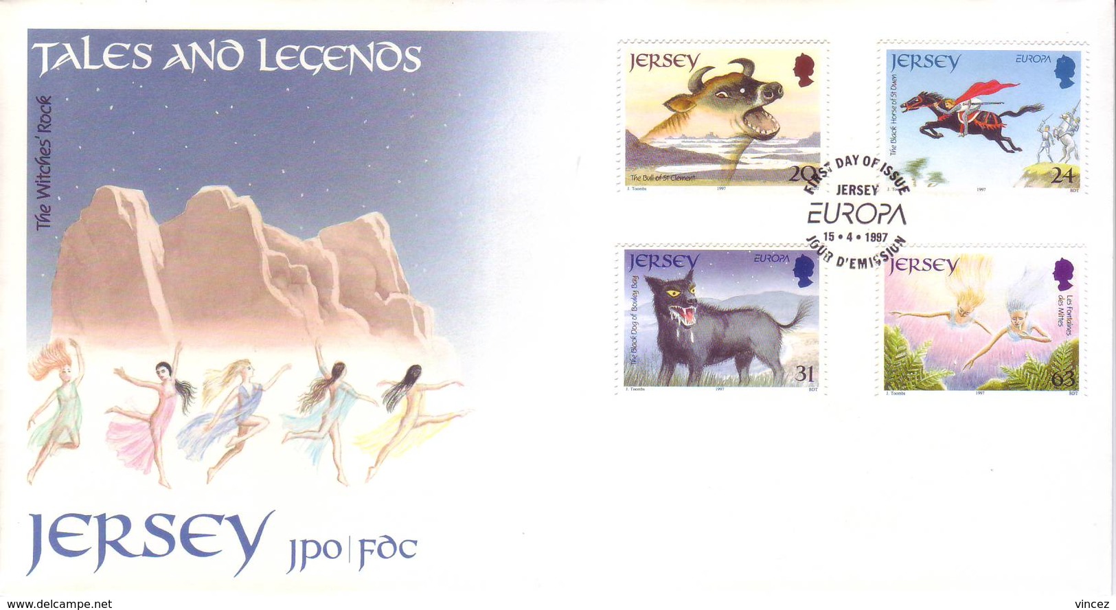 Jersey 1997 - FDC Europa CEPT, Storie E Leggende, 4v - Jersey