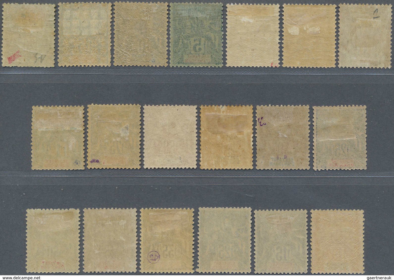 * Anjouan: 1892/1907, Allegory Stamps Inscr. 'SULTANAT D'ANJOUAN' Complete Set Of 19 Mint Hinged, Scar - Autres & Non Classés