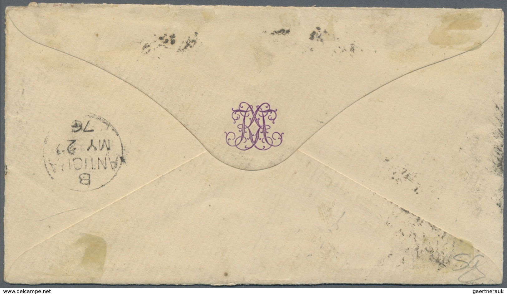 Br Antigua: 1876, QV 6d Perf. 12 1/2 (pair) Canc. "A02" On Small Cover With "ANTIGUA MY 29 76" On Rever - 1858-1960 Kolonie Van De Kroon