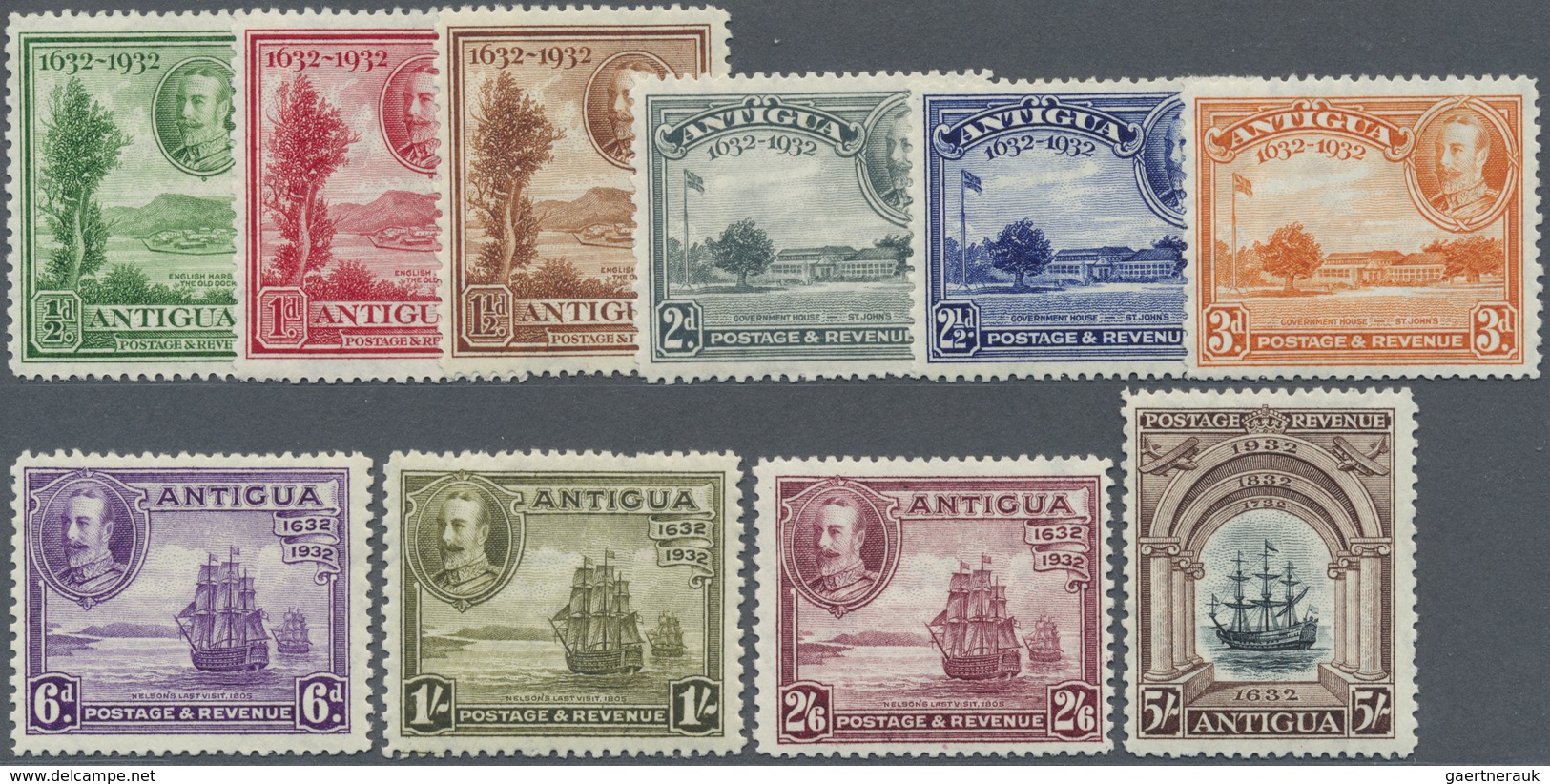 * Antigua: 1932, Tercentenary Complete Set, Mint Lightly Hinged, SG. £ 225 - 1858-1960 Colonie Britannique