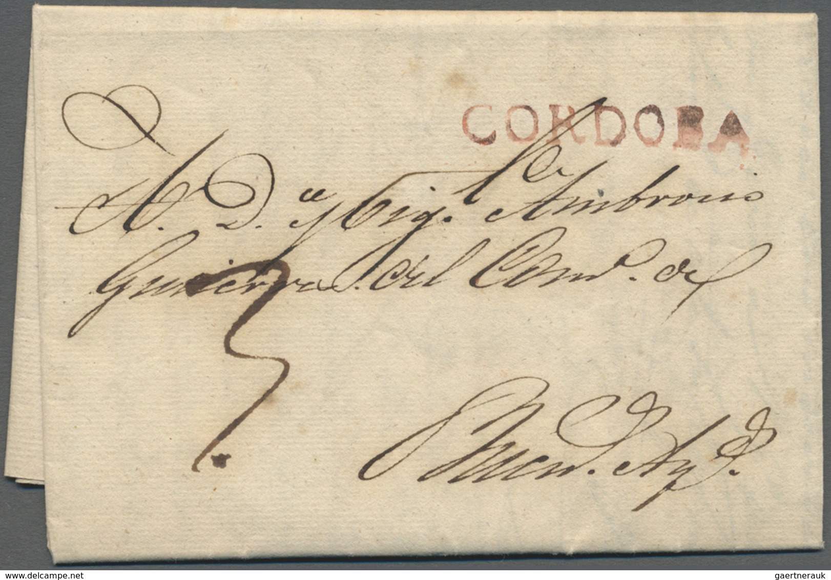 Br Argentinien - Vorphilatelie: 1822, Pre-philatelic Folded Entire With Red Single-line 'CORDOBA' Hs. A - Voorfilatelie