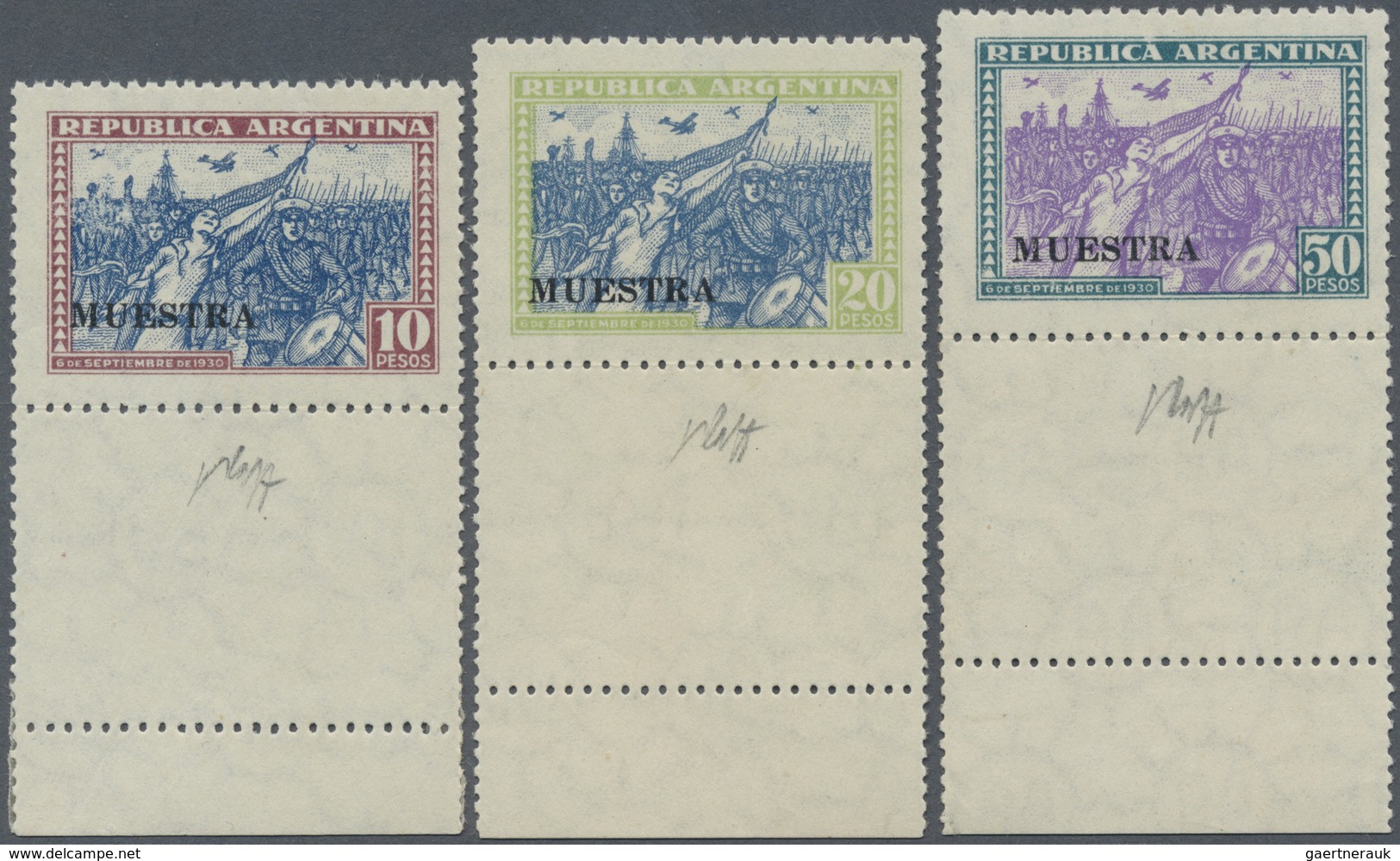 * Argentinien: 1930/1931, Revolution Issue Complete Set Of 25 Values With Black Opt. MUESTRA Incl. The - Autres & Non Classés