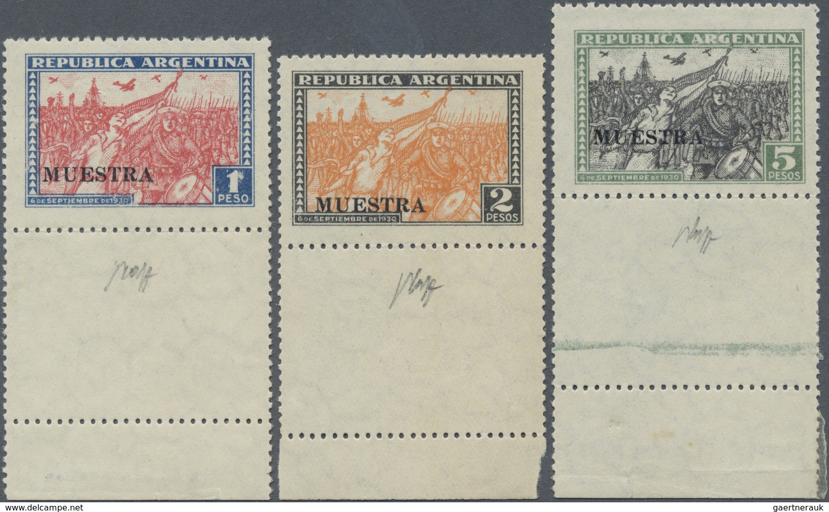 * Argentinien: 1930/1931, Revolution Issue Complete Set Of 25 Values With Black Opt. MUESTRA Incl. The - Andere & Zonder Classificatie