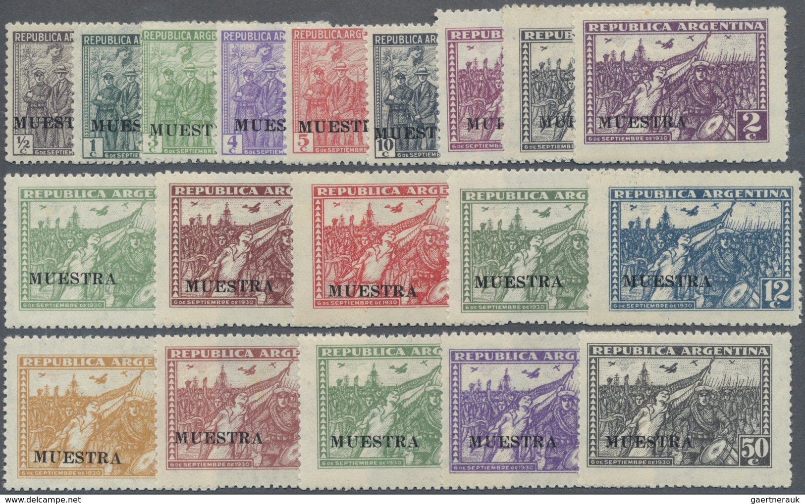 * Argentinien: 1930/1931, Revolution Issue Complete Set Of 25 Values With Black Opt. MUESTRA Incl. The - Andere & Zonder Classificatie