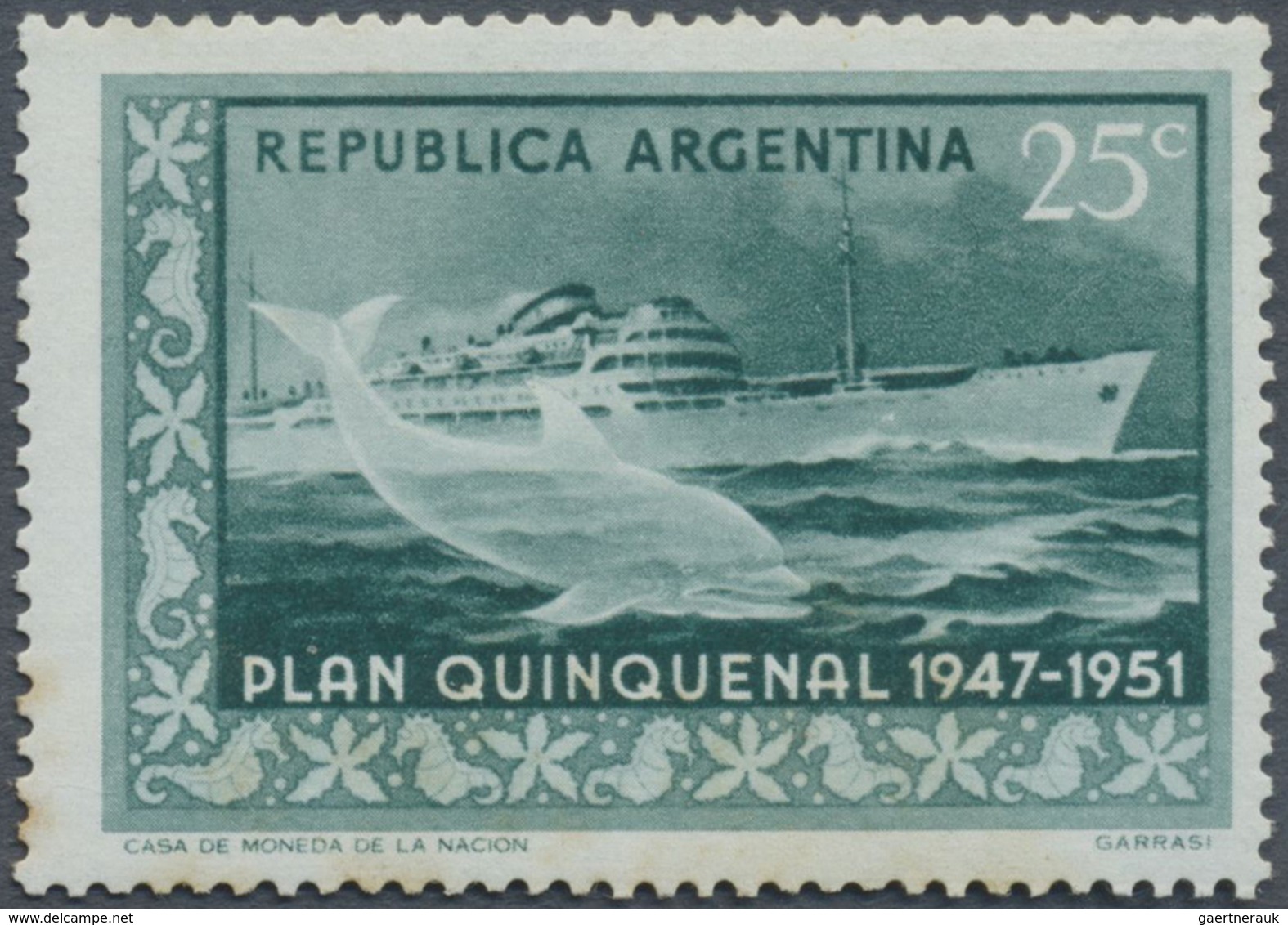 (*) Argentinien: 1951, Final Drawing On Paper To The Stamp 25c "five-years Plan" From Fernando Perez De - Autres & Non Classés