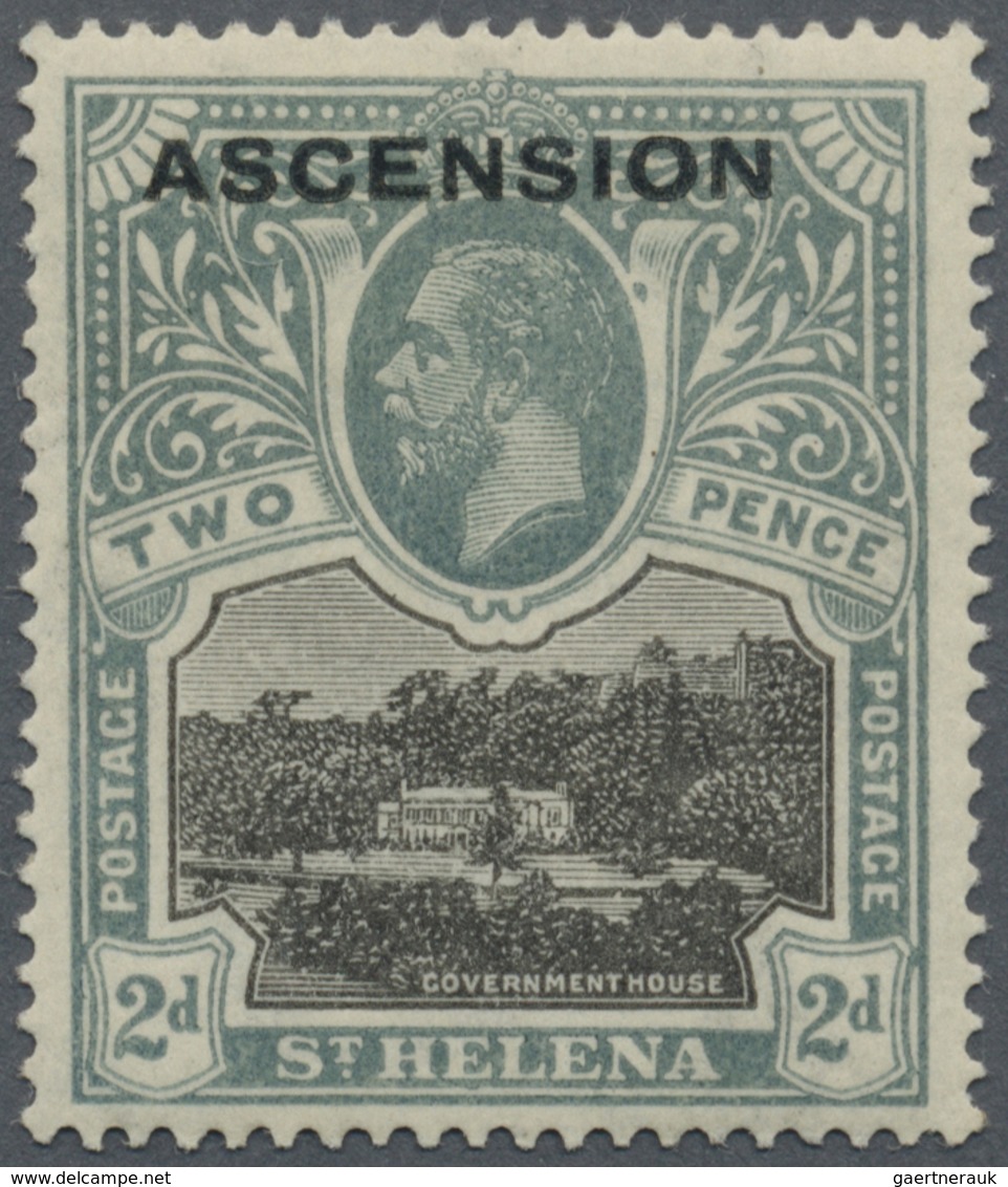 * Ascension: 1922, Definitive Of St. Helena 2d. Black/grey With ASCENSION Opt. And Plate Flaw 'BLOT ON - Ascension (Ile De L')