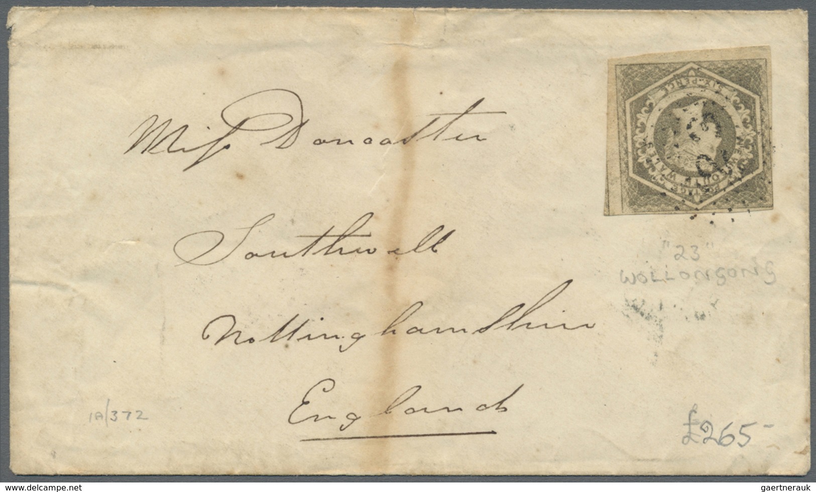 Br Neusüdwales: 1854, 6 P Gray Cancelled "23" (Wollongong) On Cover Via Sydney To Southwill/England 185 - Lettres & Documents