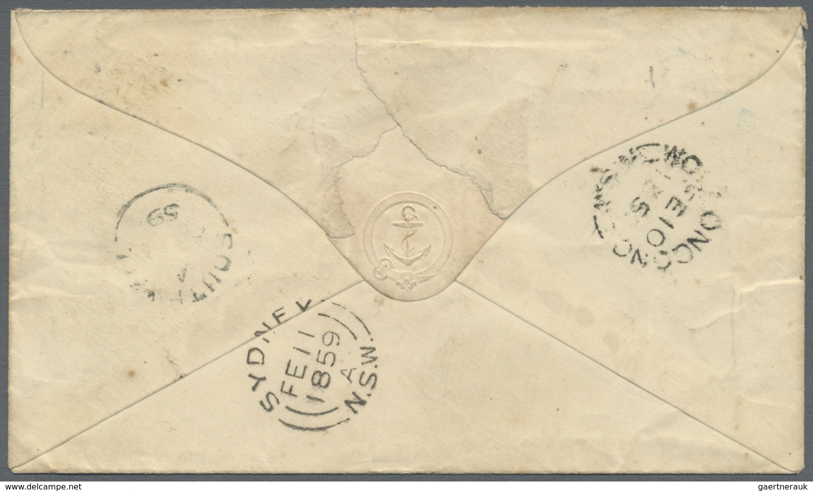 Br Neusüdwales: 1854, 6 P Gray Cancelled "23" (Wollongong) On Cover Via Sydney To Southwill/England 185 - Brieven En Documenten