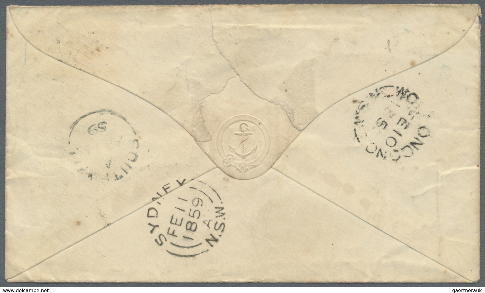 Br Neusüdwales: 1854, 6 P Gray Cancelled "23" (Wollongong) On Cover Via Sydney To Southwill/England 185 - Lettres & Documents