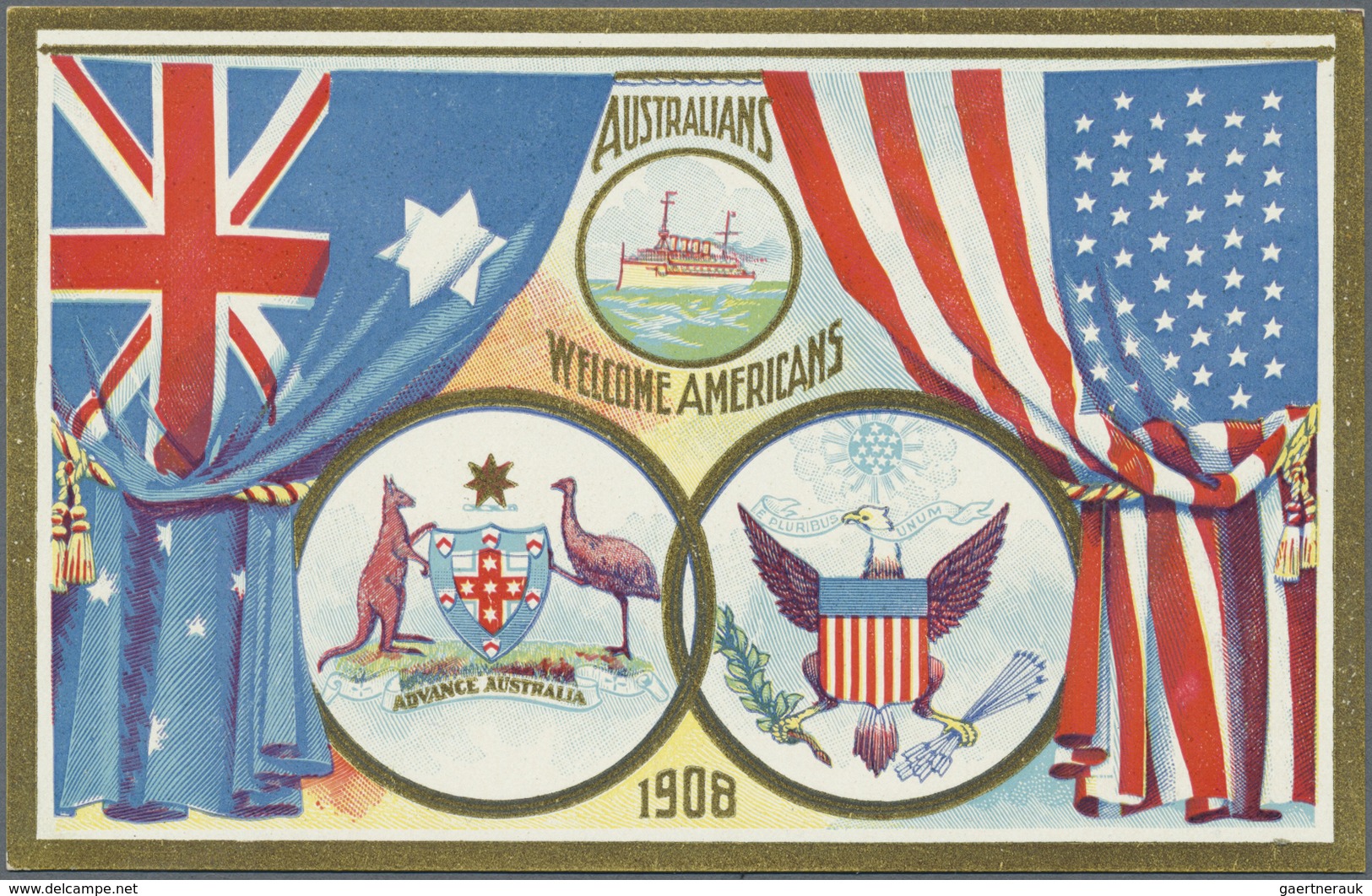 GA Neusüdwales: 1908, Two Stat. Postcards 1d. Red And 1½d. Blue For The Visit Of The AMERICAN FLEET, Fi - Lettres & Documents