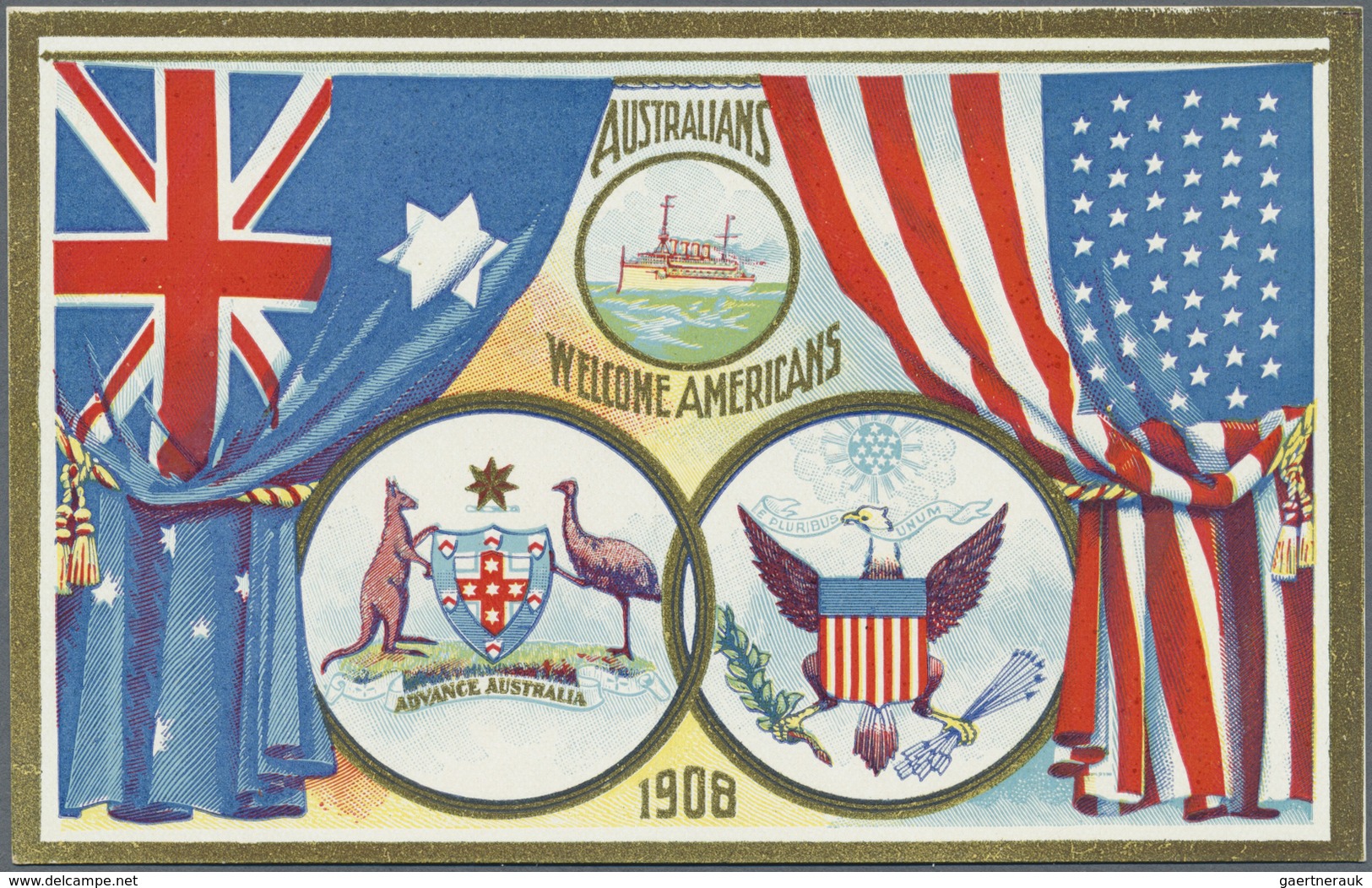 GA Neusüdwales: 1908, Two Stat. Postcards 1d. Red And 1½d. Blue For The Visit Of The AMERICAN FLEET, Fi - Lettres & Documents