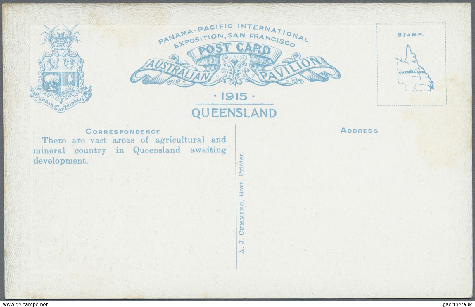 Queensland: 1915, Four Different Official Picture Postcards For The 'PANAMA-PACIFIC INTERNATIONAL EX - Lettres & Documents