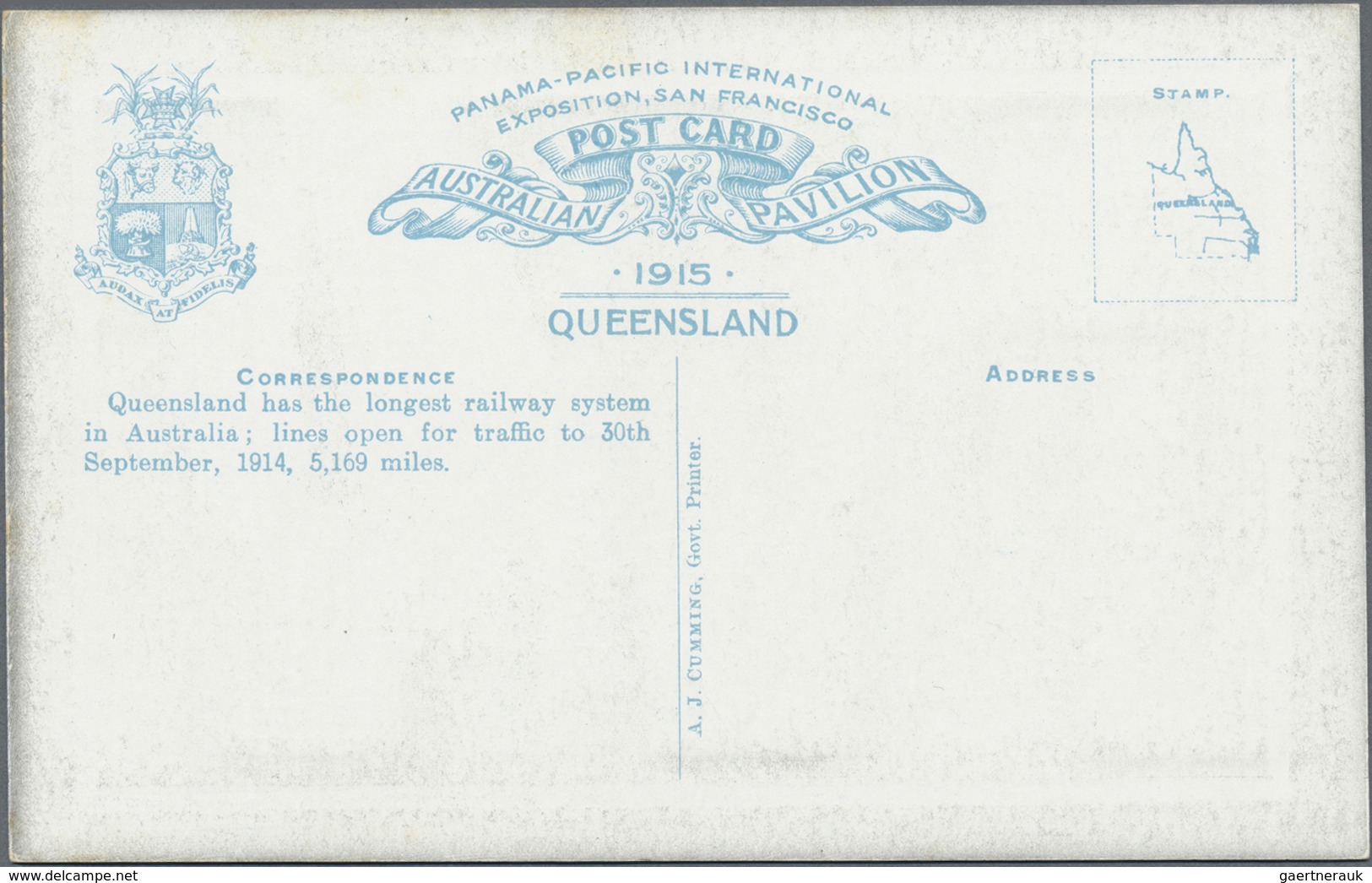 Queensland: 1915, four different official picture postcards for the 'PANAMA-PACIFIC INTERNATIONAL EX