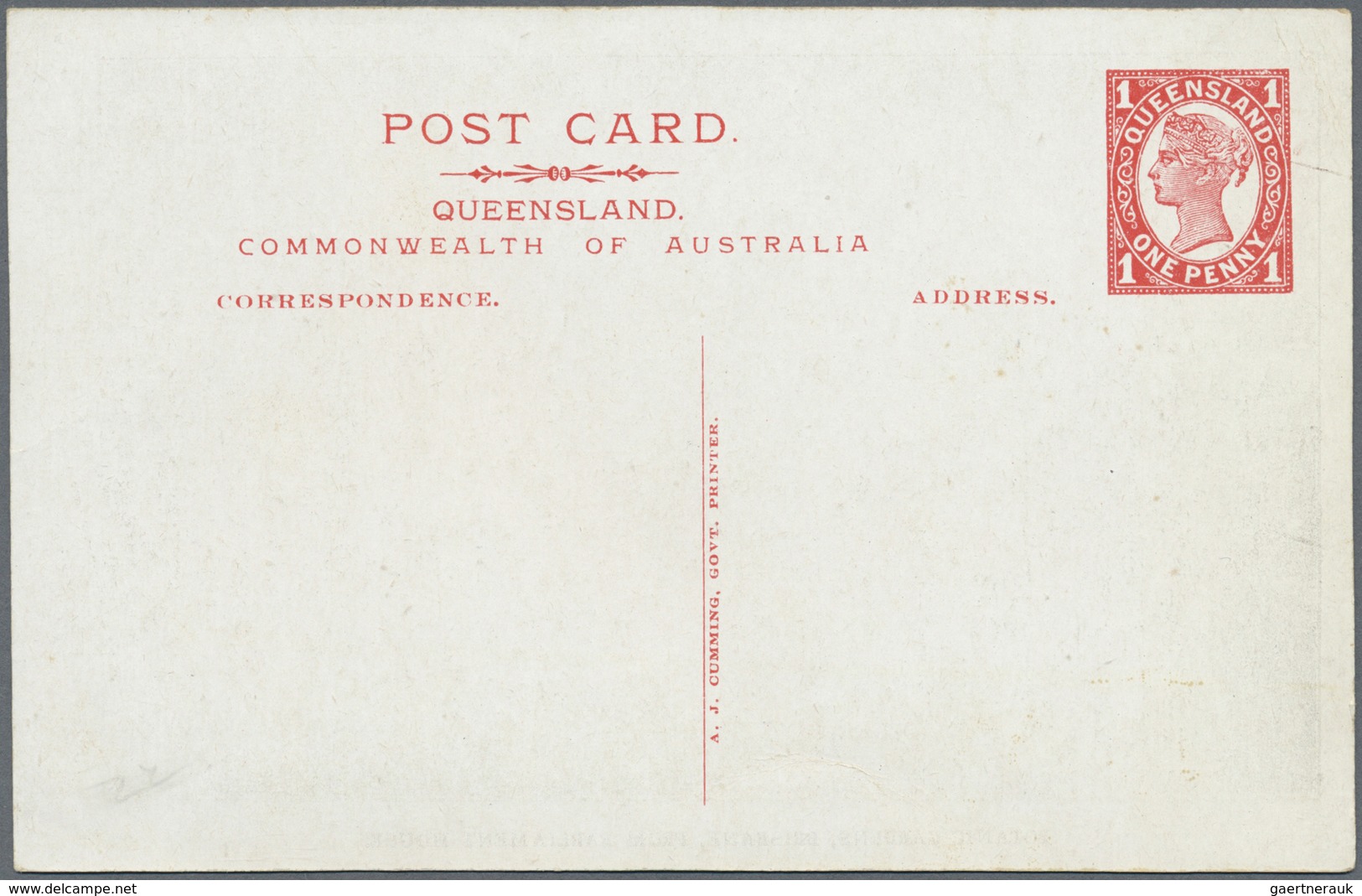 GA Queensland - Ganzsachen: 1910, Pictorial Stat. Postcard QV 1d. Red With Black/white Picture On Rever - Brieven En Documenten