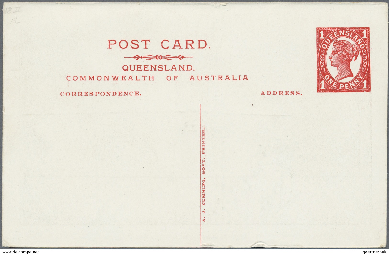 GA Queensland - Ganzsachen: 1910, Pictorial Stat. Postcard QV 1d. Red With Black/white Picture On Rever - Lettres & Documents