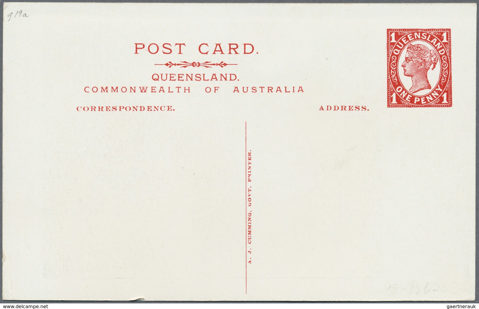 GA Queensland - Ganzsachen: 1910, Pictorial Stat. Postcard QV 1d. Red With Black/white Picture On Rever - Brieven En Documenten