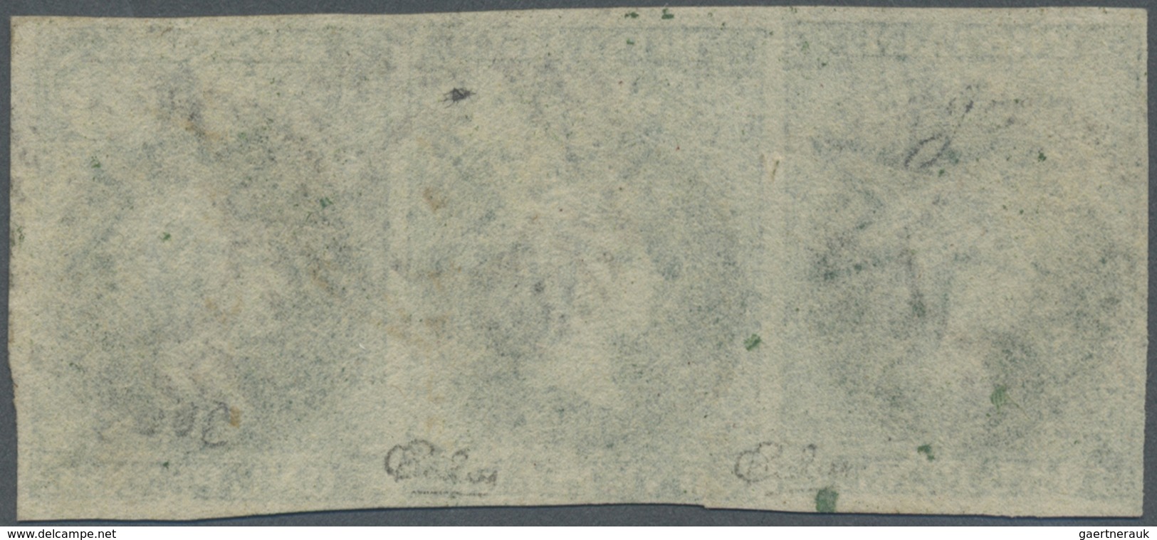 O Südaustralien: 1855, QV Chalon Head 1d. Deep-green With Large Star Wmk. Horizontal Strip Of Three Wi - Brieven En Documenten