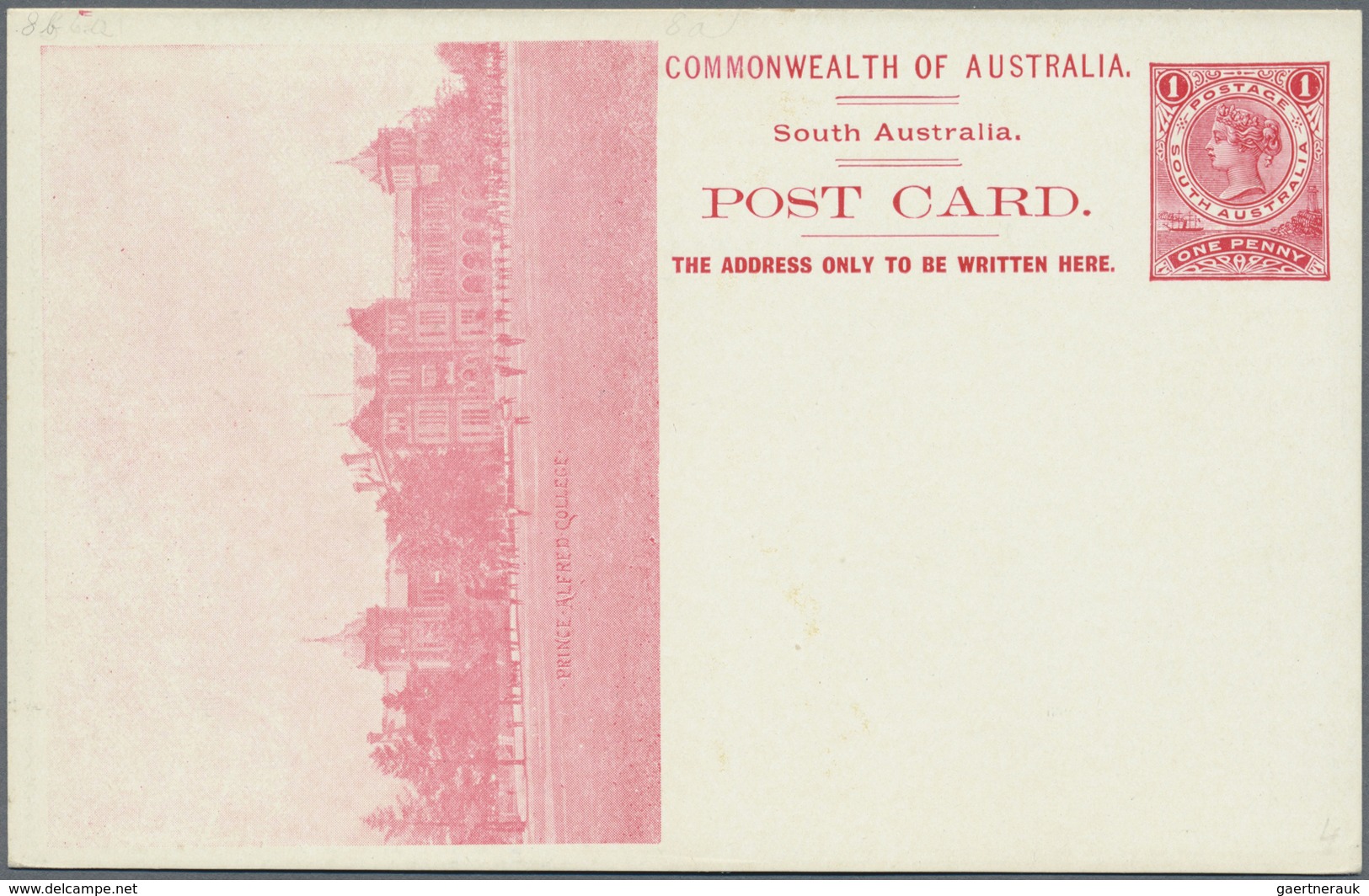 GA Südaustralien: 1908, Four Pictorial Stat. Postcards QV 1d. (Adel. Ptg.) With Views 'HINDLEY STREET' - Lettres & Documents