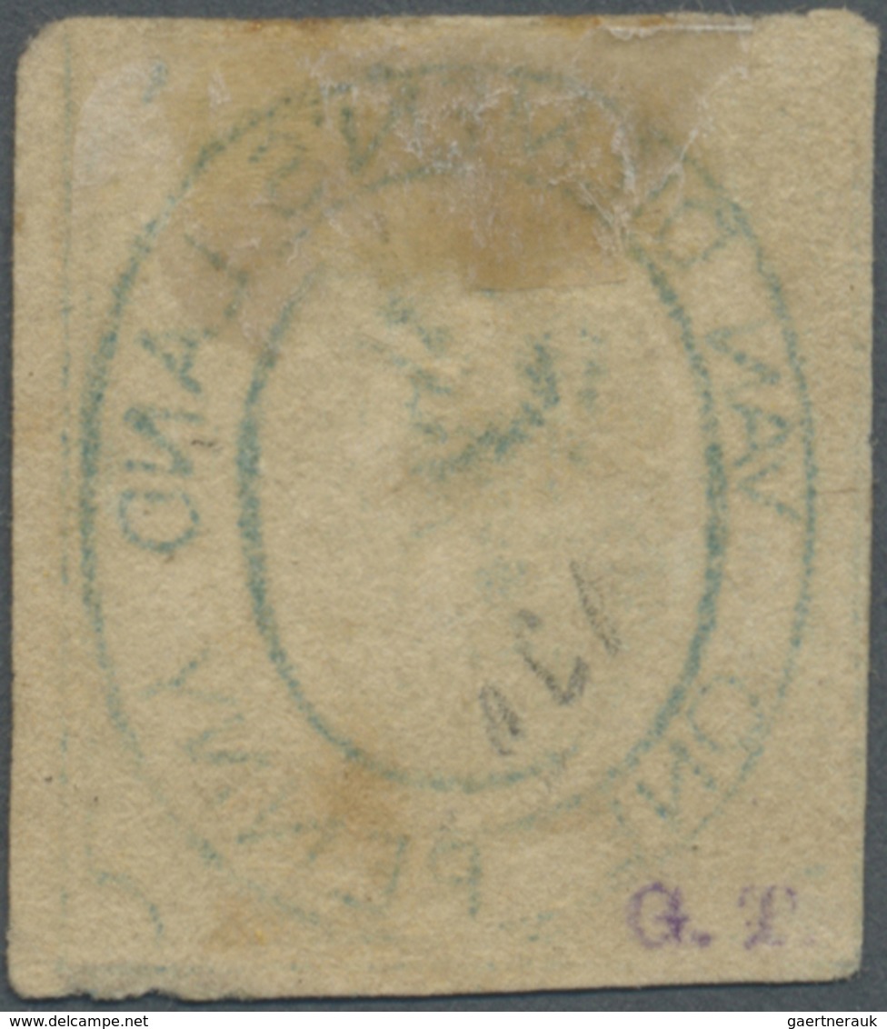 O Tasmanien: 1853, Courier 1d Pale Blue On Yellowish Paper With Good Margins On Two Sides Used With Ba - Brieven En Documenten