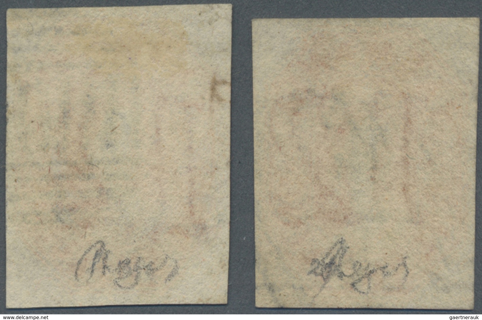 O Tasmanien: 1858, QV 1s. Vermilion Two Singles In Slightly Different Shades Both With Wmk. Double-lin - Briefe U. Dokumente