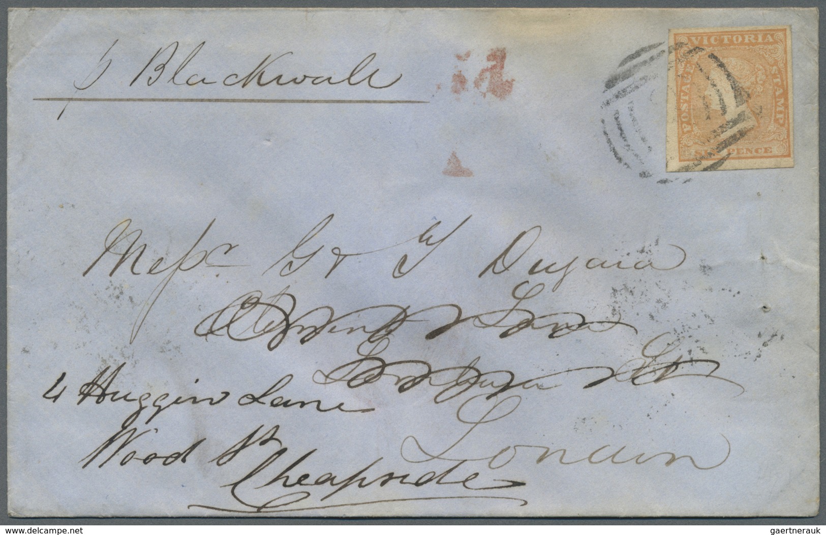 Br/Brfst Victoria: 1855/1856, one folded entire, two small covers and one cover front each bearing woodblocks