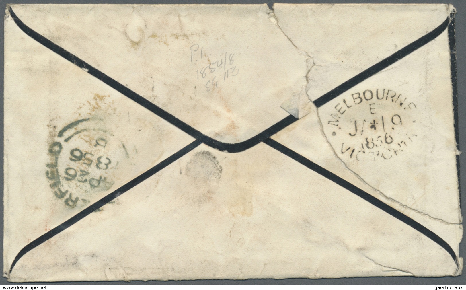 Br Victoria: 1856, One Folded Entire And One Mourning Cover Each Bearing Horizontal Pairs Woodblocks 6d - Brieven En Documenten