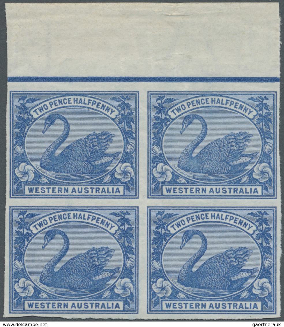 **/ Westaustralien: 1901, 2½d Blue, Wmk 18, Marginal Imperforate Block Of 4, Brilliant Unmounted O.G. - Brieven En Documenten