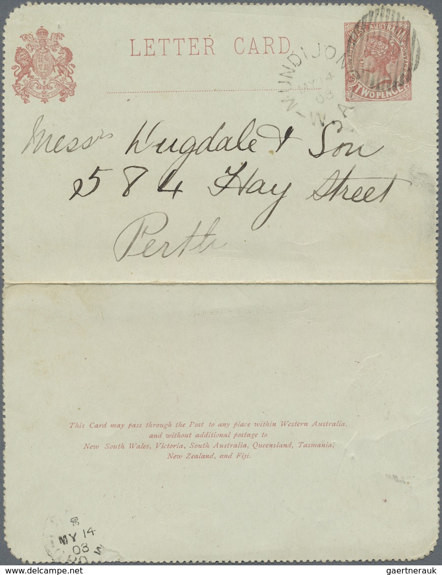 GA Westaustralien: 1903 (14.5.), Lettercard QV 2d. Brown-red Used From MUNDIJONG To Perth With Arrival - Lettres & Documents