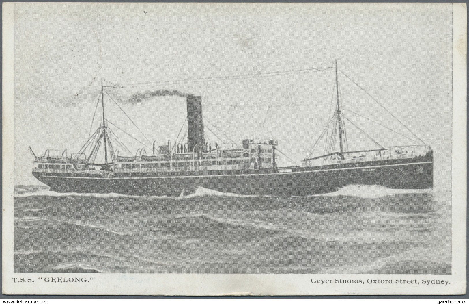 Br Australien: 1915. Stampless Picture Post Card Of 'The T.S.S. "Geelong"’ Written From The 'Hotel Vict - Andere & Zonder Classificatie