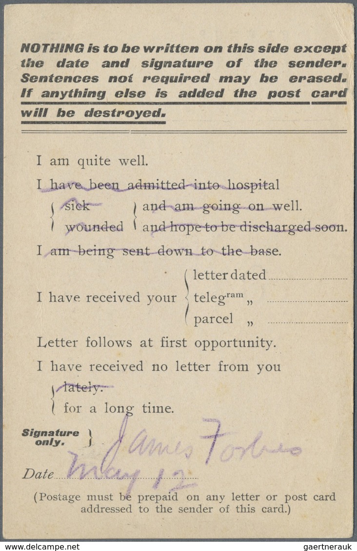 Br Australien: 1915. Stampless Field Service Post Card Addressed To Scotland Cancelled By '1st Aust. Ln - Autres & Non Classés