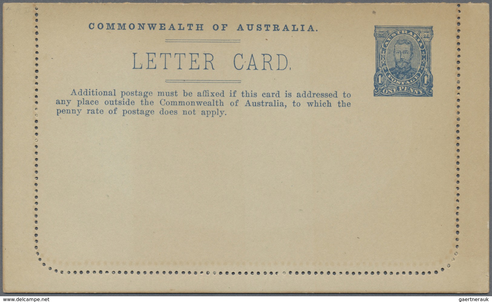 GA Australien - Ganzsachen: 1911, Lettercard KGV 1d. Sideface On Grey Unsurfaced Stock With Picture 'MO - Postwaardestukken