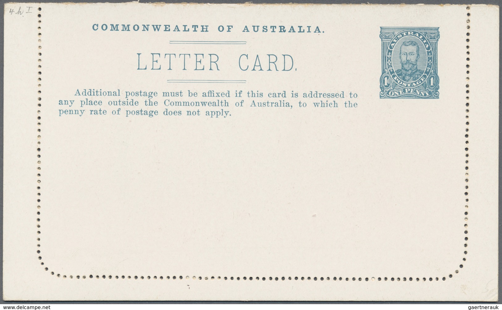 GA Australien - Ganzsachen: 1911, Six Lettercards KGV 1d. Sideface On White Enamelled Stock With Differ - Entiers Postaux