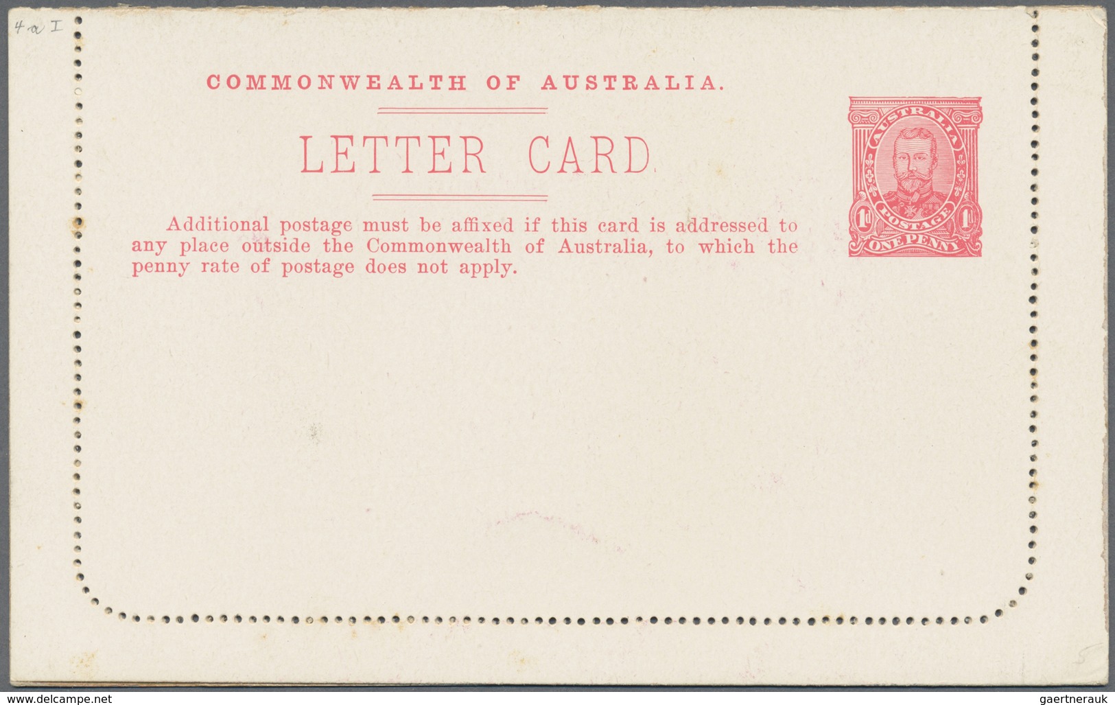 GA Australien - Ganzsachen: 1911, six lettercards KGV 1d. sideface on white enamelled stock with differ