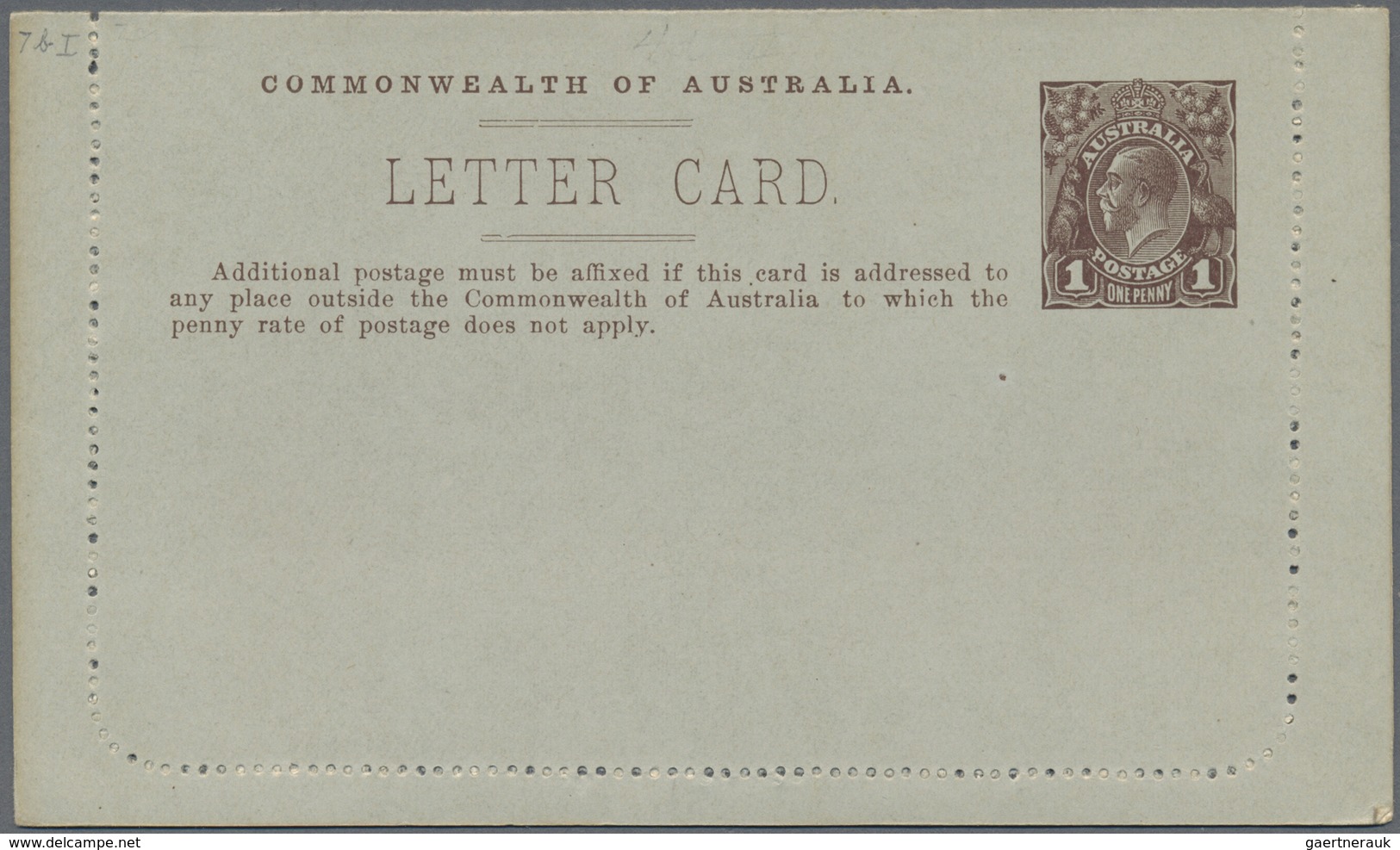 GA Australien - Ganzsachen: 1914, six lettercards KGV 1d. die 2 on grey surfaced stock with different p