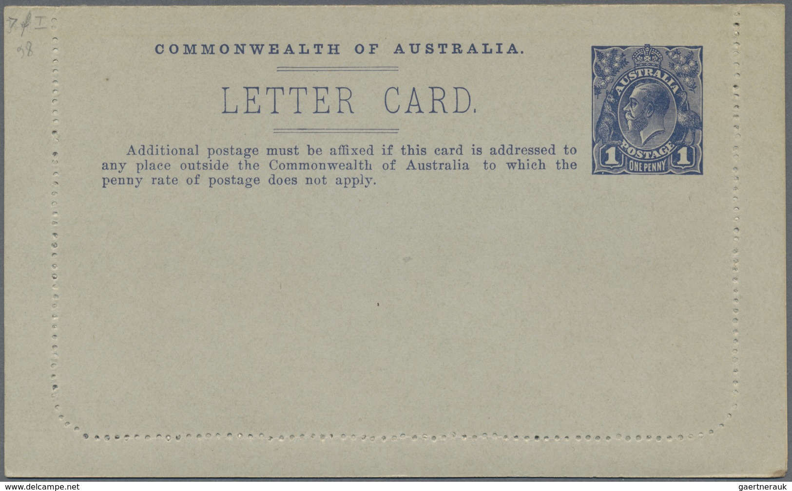 GA Australien - Ganzsachen: 1914, six lettercards KGV 1d. die 2 on grey surfaced stock with different p