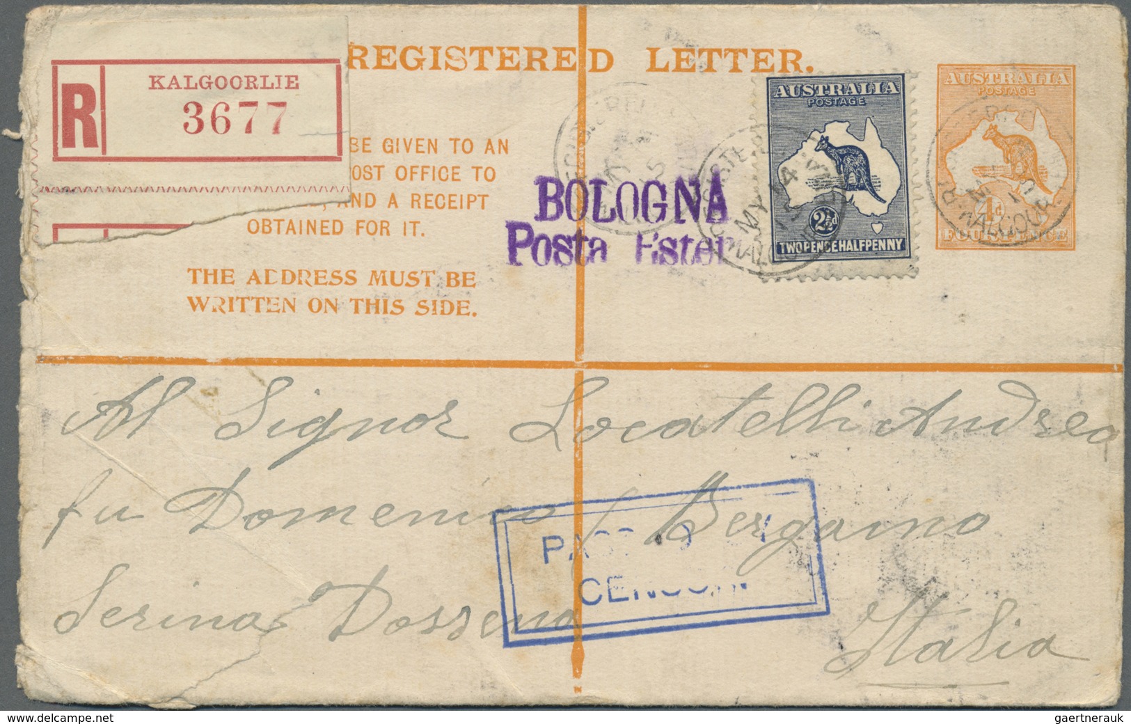 GA Australien - Ganzsachen: 1915 (14.5.), Registered Letter Kangaroo 4d. Orange Uprated With Kangaroo 2 - Entiers Postaux