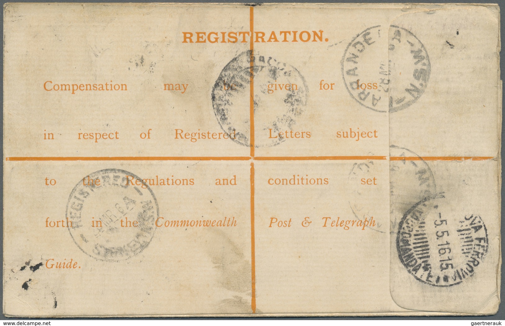 GA Australien - Ganzsachen: 1916 (28.3.), Registered Letter KGV 4d. Orange Uprated With KGV 1d. Red + ½ - Postwaardestukken