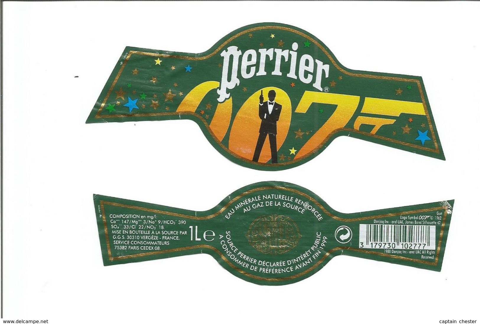 Etiquette De PERRIER 1 Litre - Edition Spéciale JAMES BOND 007 - Autres & Non Classés